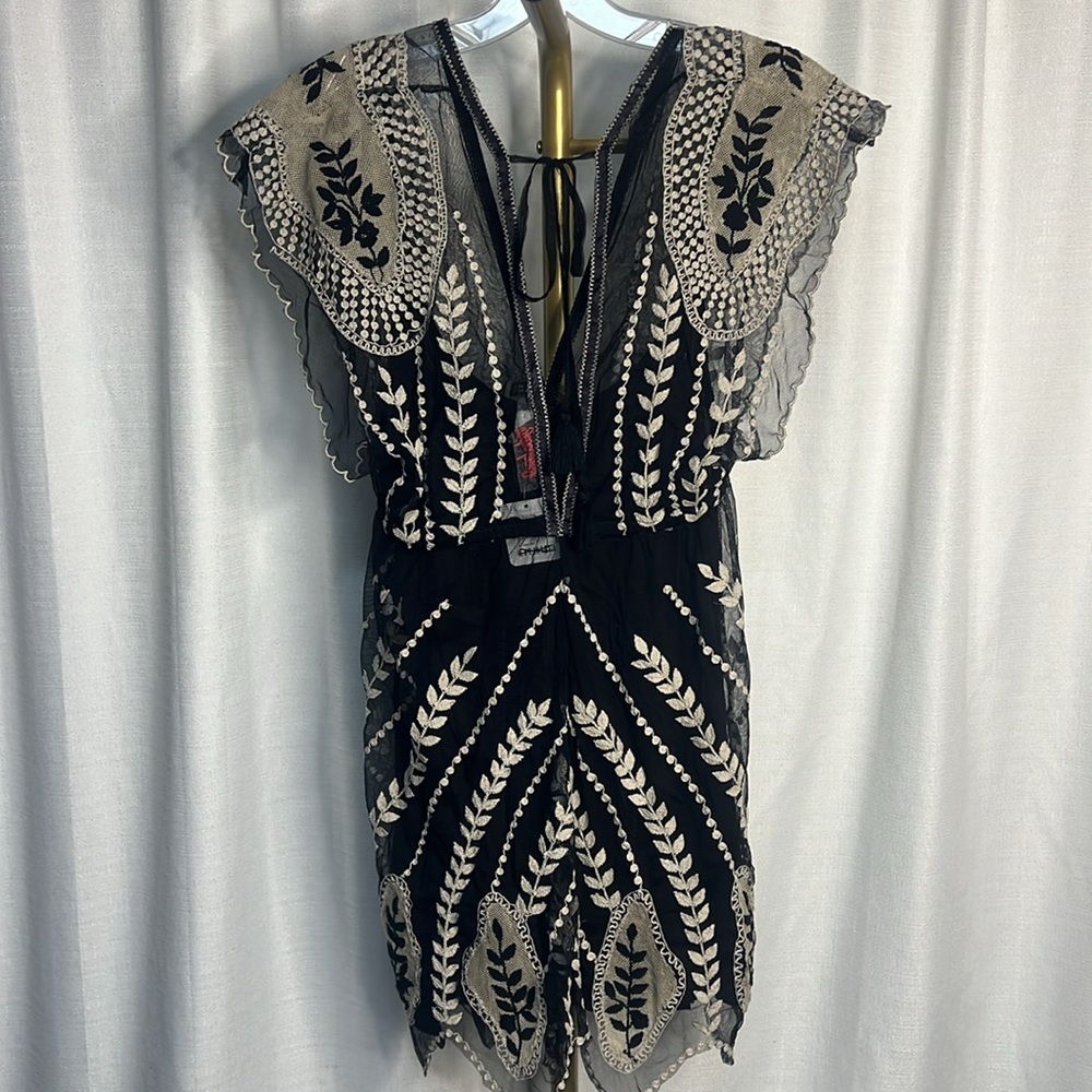 Free People Ollari Ethereal Embroidered Lace Mini Dress in Black - Picture 9 of 11